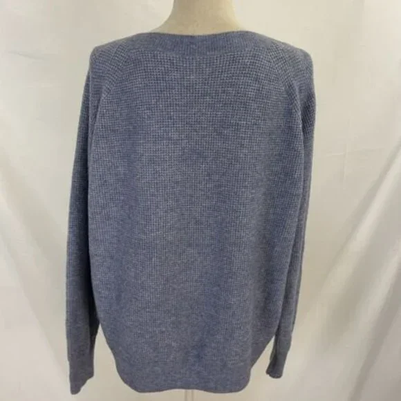 J. Crew Waffle Crewneck Sweater Large Supersoft Yarn Alpaca AU299 Oversized - Picture 5 of 7